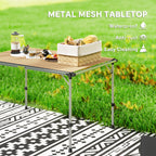 Folding Camping Table, Adjustable Height Aluminum Table, Portable Camping Table for Picnic, Beach, BBQ