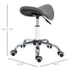 Ergonomic Rolling Saddle Stool PU Leather Hydraulic Spa Stool Height Adjustable Swivel Drafting Salon Chair, Gray
