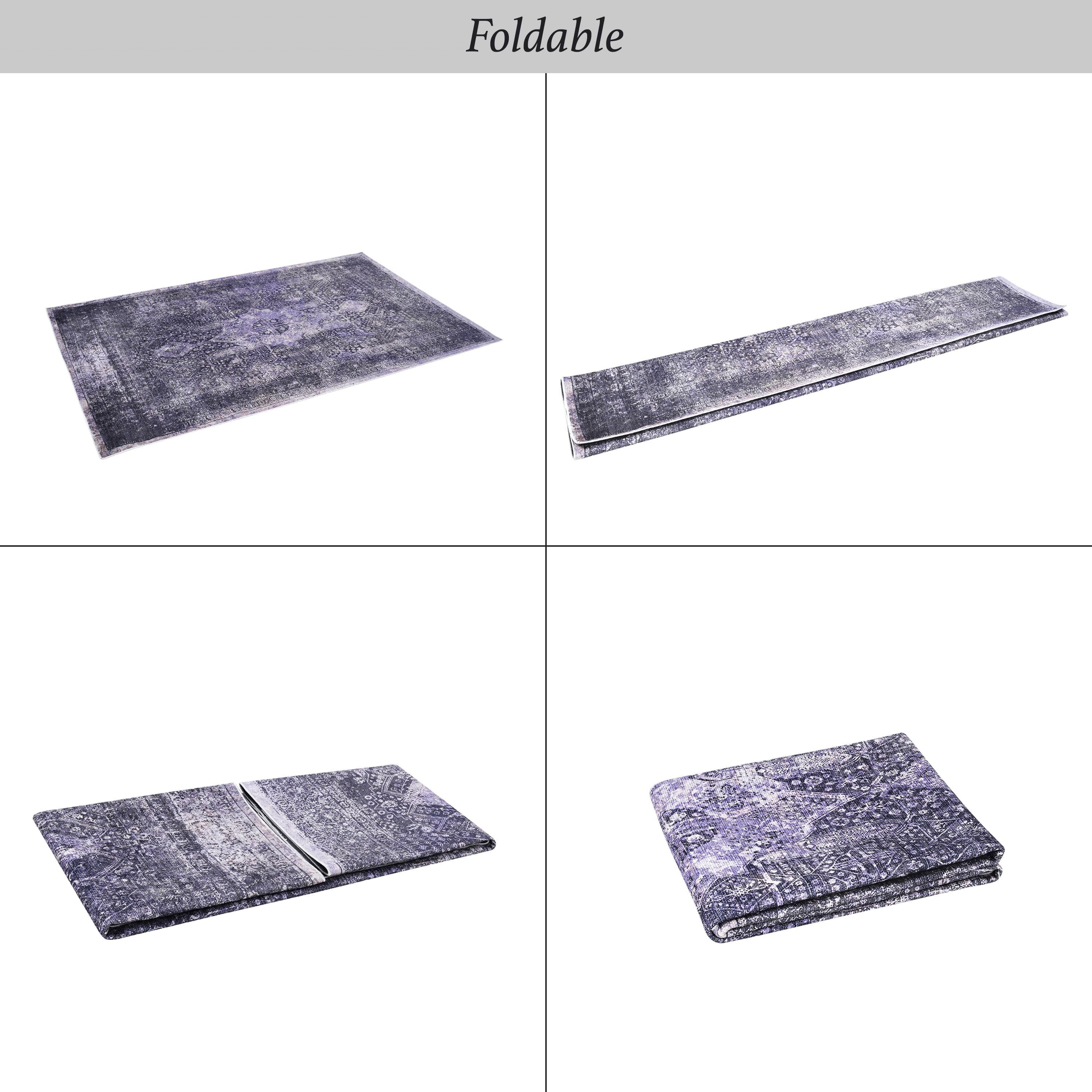 4x6 Washable Kid and Pet Friendly Area Rug, Low-Pile Non-Slip Non-Shedding Rug Blanket, for Living Room, Kitchen, Anthracite