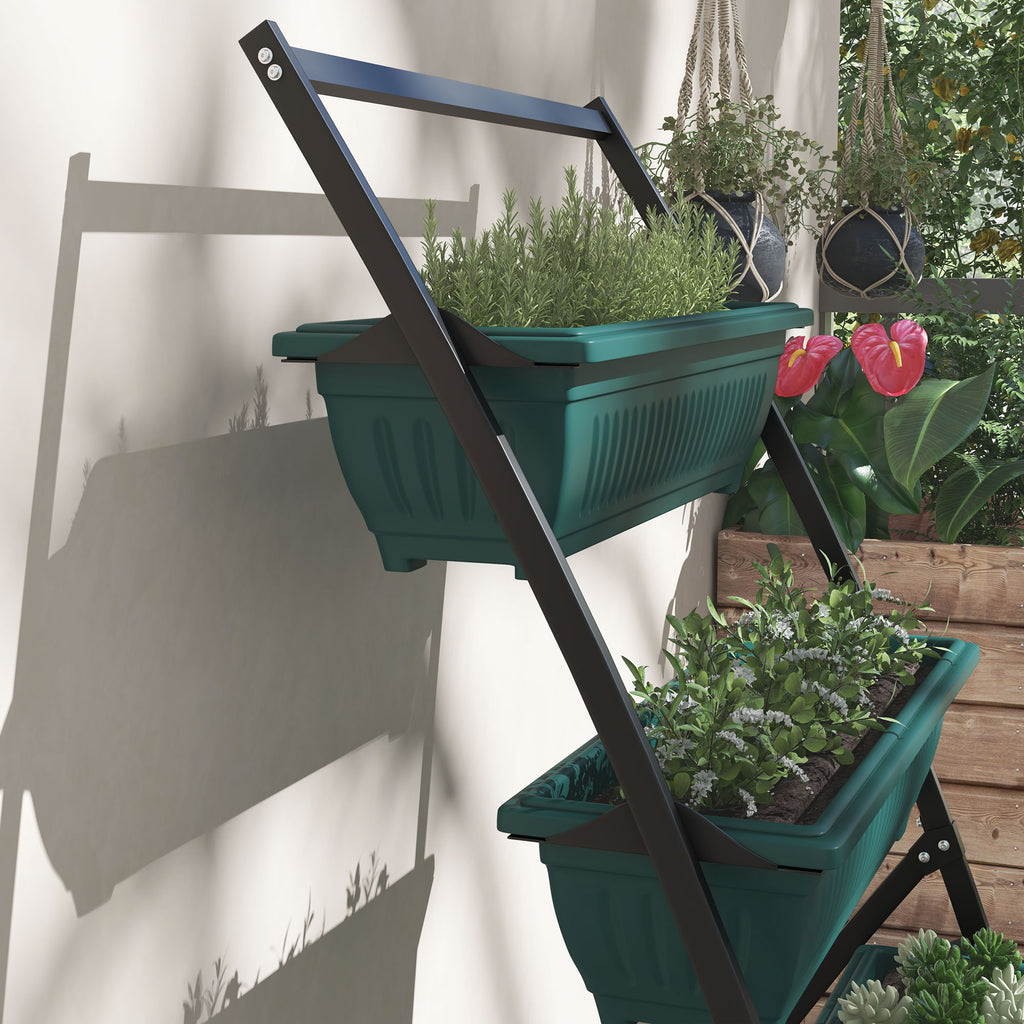 4-Tier Vertical Raised Garden Planter with 4 Boxes, Outdoor Plant Stand Grow Container for Vegetable & Flowers, Green