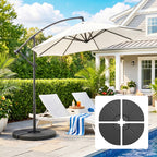 HDPE Material Patio Umbrella Base Weights Sand Filled up to 150 Lb. for Any Offset Umbrella Base | 4-Piece, Water or Sand Filled, All-Weather, Black (Round)