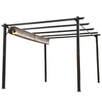10' x 13' Aluminum Patio Pergola with Retractable Pergola Canopy, Backyard Shade Shelter for Porch, Outdoor Party, Garden, Grill Gazebo, Brown
