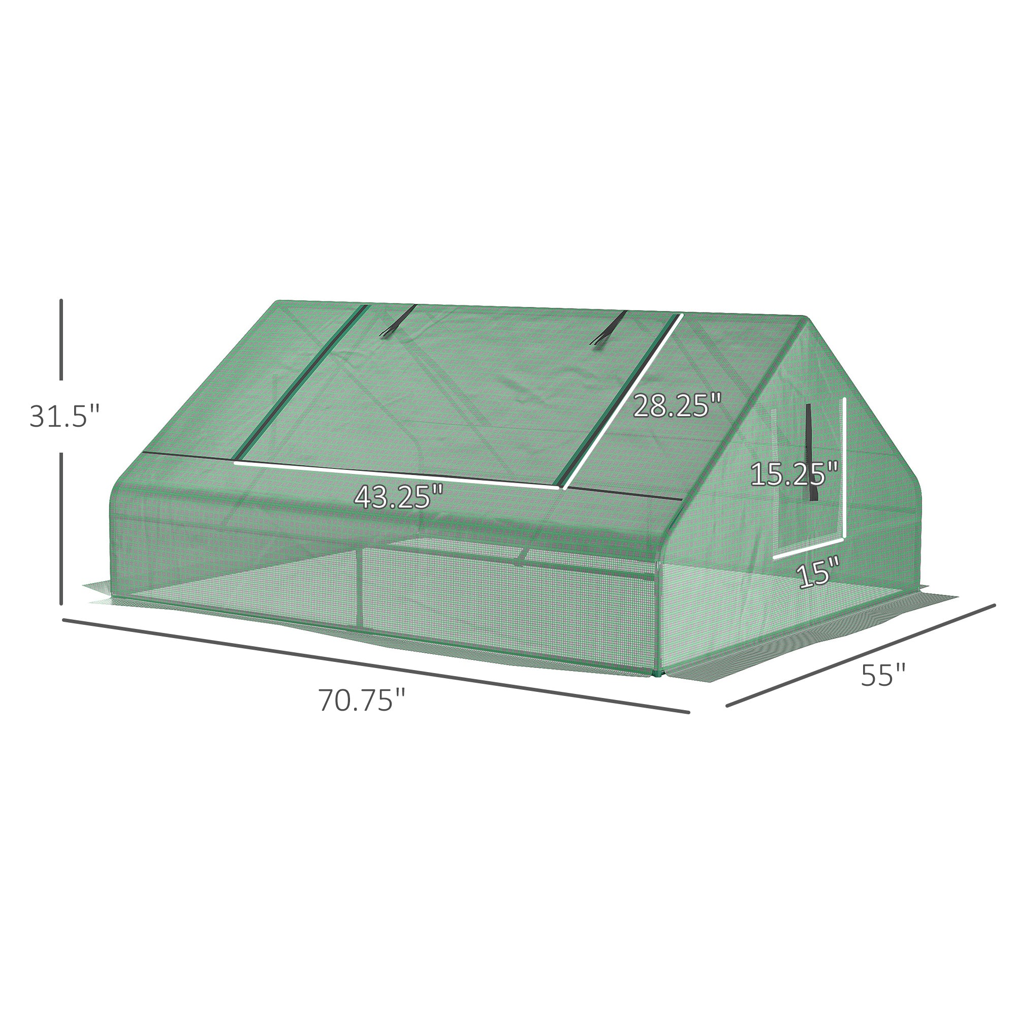 71" x 55" x 32" Mini Greenhouse, Small Green House, Garden Planting Shed, Outdoor Flower Planter Warm House with Zipper Windows, Green