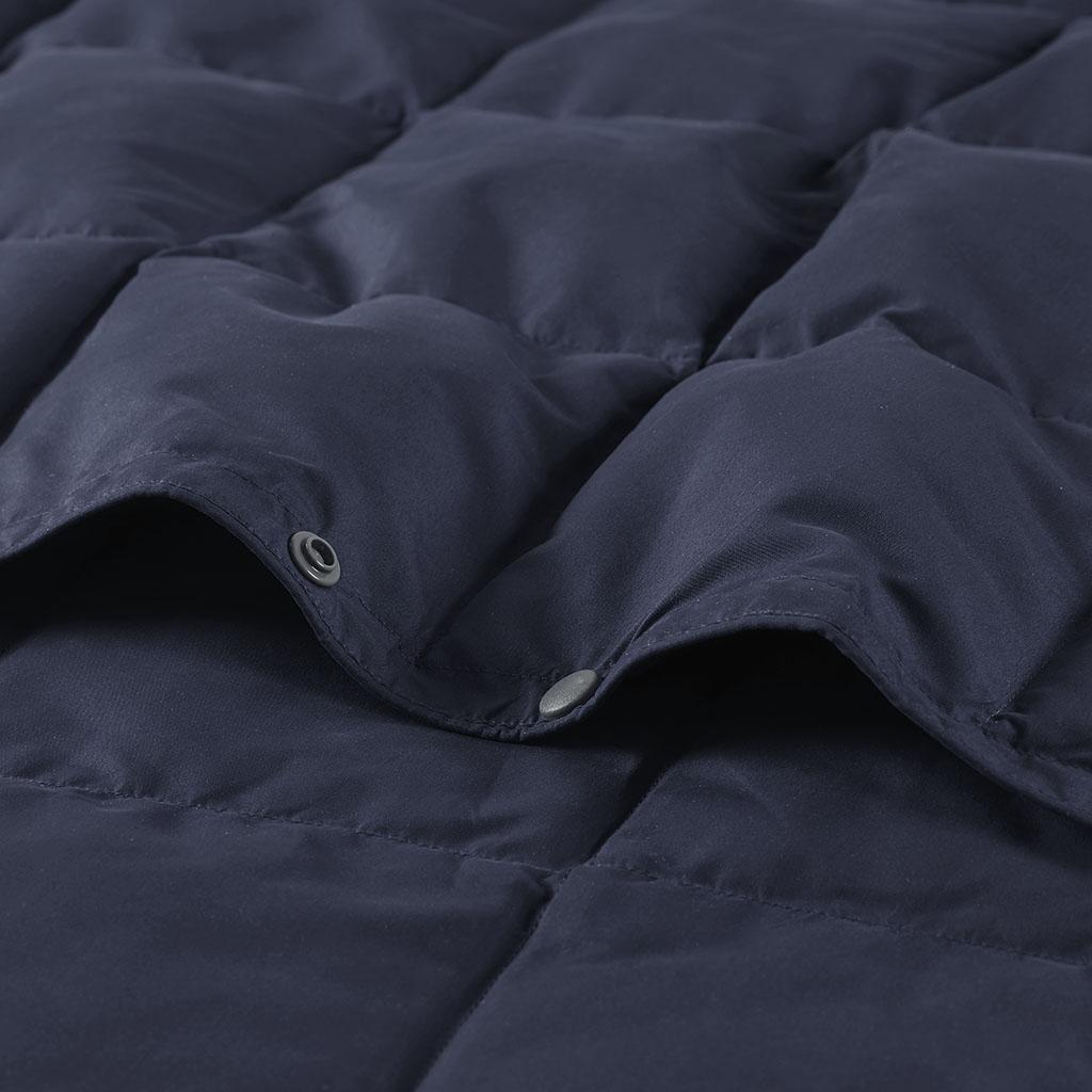 Machine Washable Wearable Multipurpose Throw with Goose Feather, Down Filling, Water-Repellent Microfiber, 68" L x 62" W x 0.25" H, Indigo