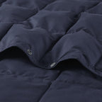 Machine Washable Wearable Multipurpose Throw with Goose Feather, Down Filling, Water-Repellent Microfiber, 68" L x 62" W x 0.25" H, Indigo
