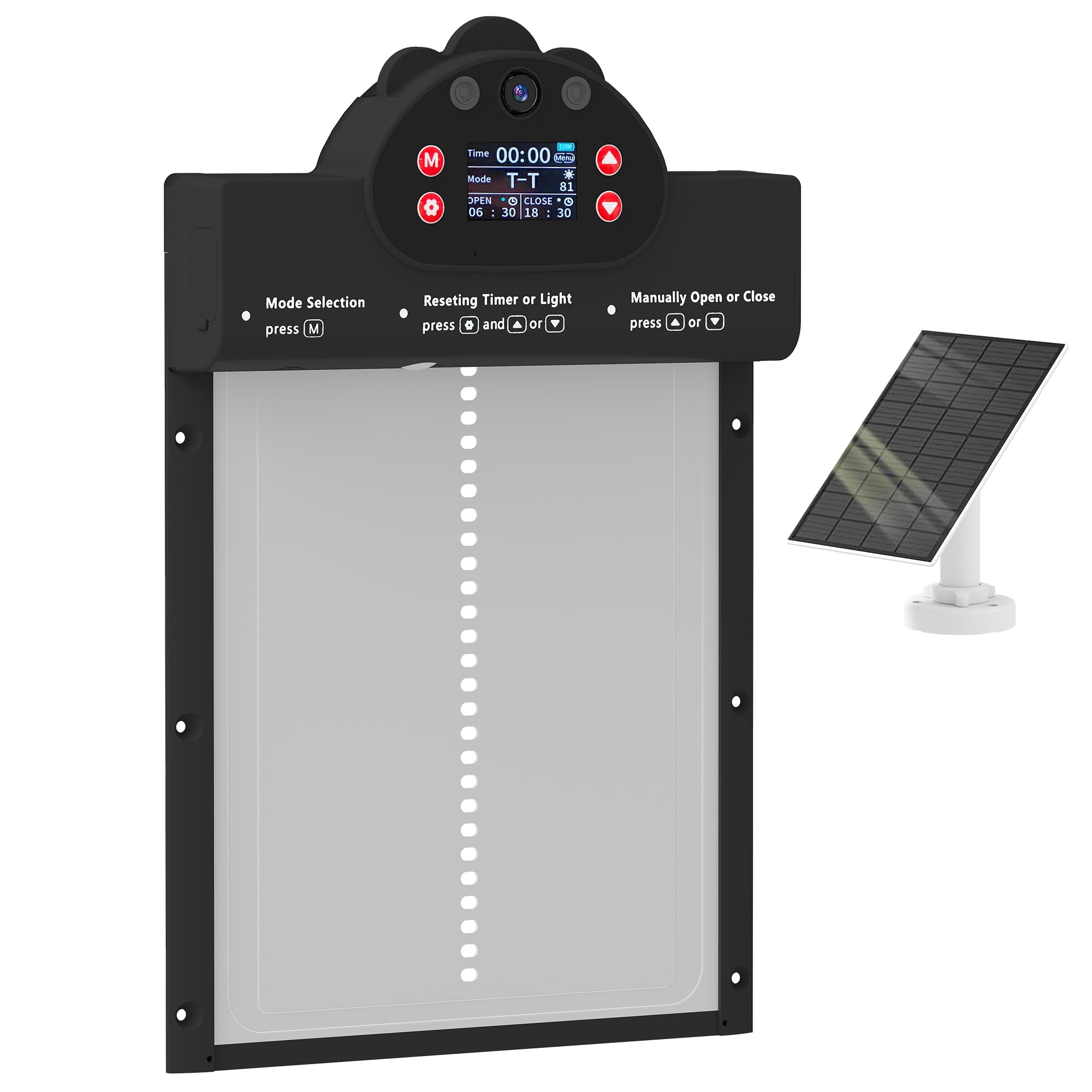 2K HD AI Camera Automatic Chicken Coop Door with APP Remote Control, WiFi Solar Powered with 5200 mAh Large Battery