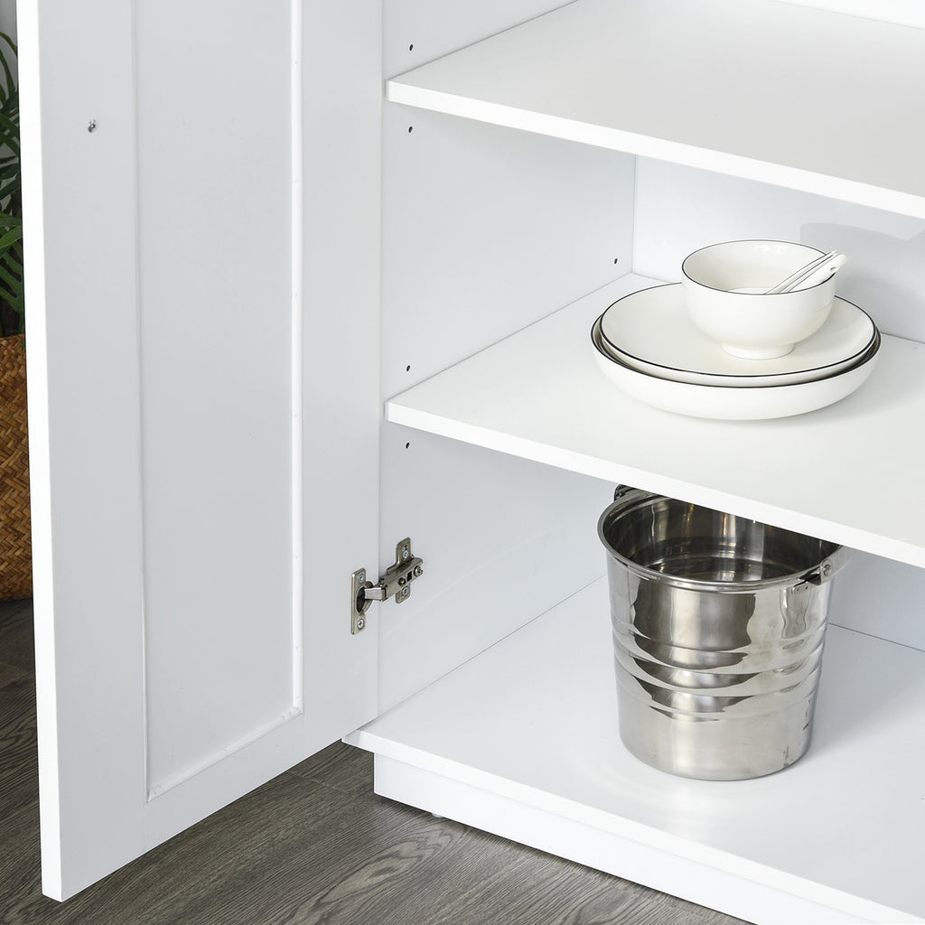 White Pantry Cabinet with Adjustable Shelving for Kitchen, Perfect for Family, White