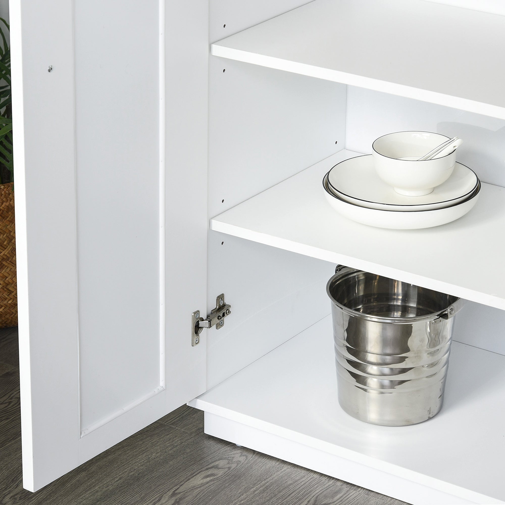 White Pantry Cabinet with Adjustable Shelving for Kitchen, Perfect for Family, White