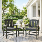 2 Piece All-Weather Patio Chairs, HDPE Patio Dining Chair Set, Heavy Duty Wood-Like Outdoor Furniture, Gray