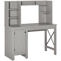 Computer Desk W/ Hutch, Home Office Desk W/ Storage Cabinet, Light Grey
