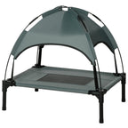 Elevated Dog Bed with Removable Canopy, Outdoor Dog Cot with UV Protection Canopy Shade, 24 inch Pet Bed for Camping, Gray