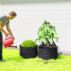 Set of 2 Raised Garden Bed, Metal Planter Box with Safety Edging, Easy-to-assemble Stock Tank, Dark Gray