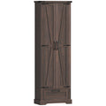 71" Pantry Cabinet, Kitchen Storage Cabinet with Adjustable Shelves, Barn Doors and Drawer for Dining Room, Brown