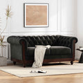Chesterfield Velvet Loveseat Sofa, 2-Person Rolled Arm Upholstered Couch, with Tufted Buttons, Pine Wood Frame, 59.50" Wx34.00" Dx27.00" H, Black