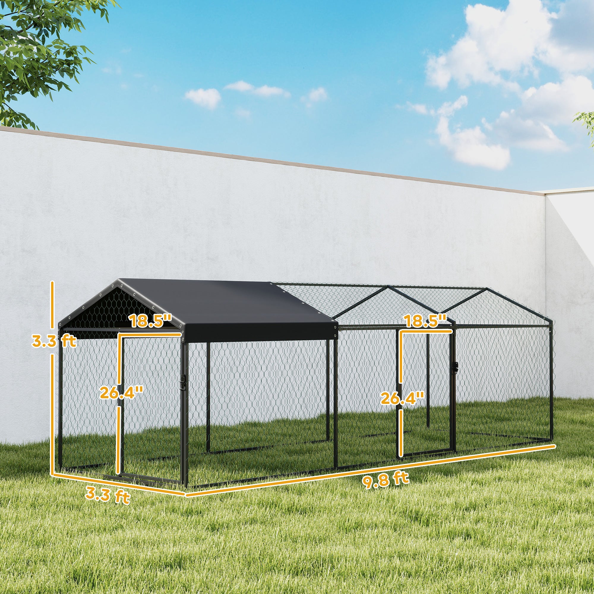 Large Metal Chicken Coop, Chicken Run with Waterproof & Anti-UV Cover for 3-5 Poultry, Outdoor Poultry Cage Rabbit Hutch