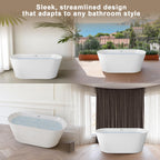 55" Freestanding Acrylic Soaking Bathtub with Double-Wall Insulation for Heat Retention, Tub for Bathroom, 55" L x 29.50" W x 23.5" H, Gloss White