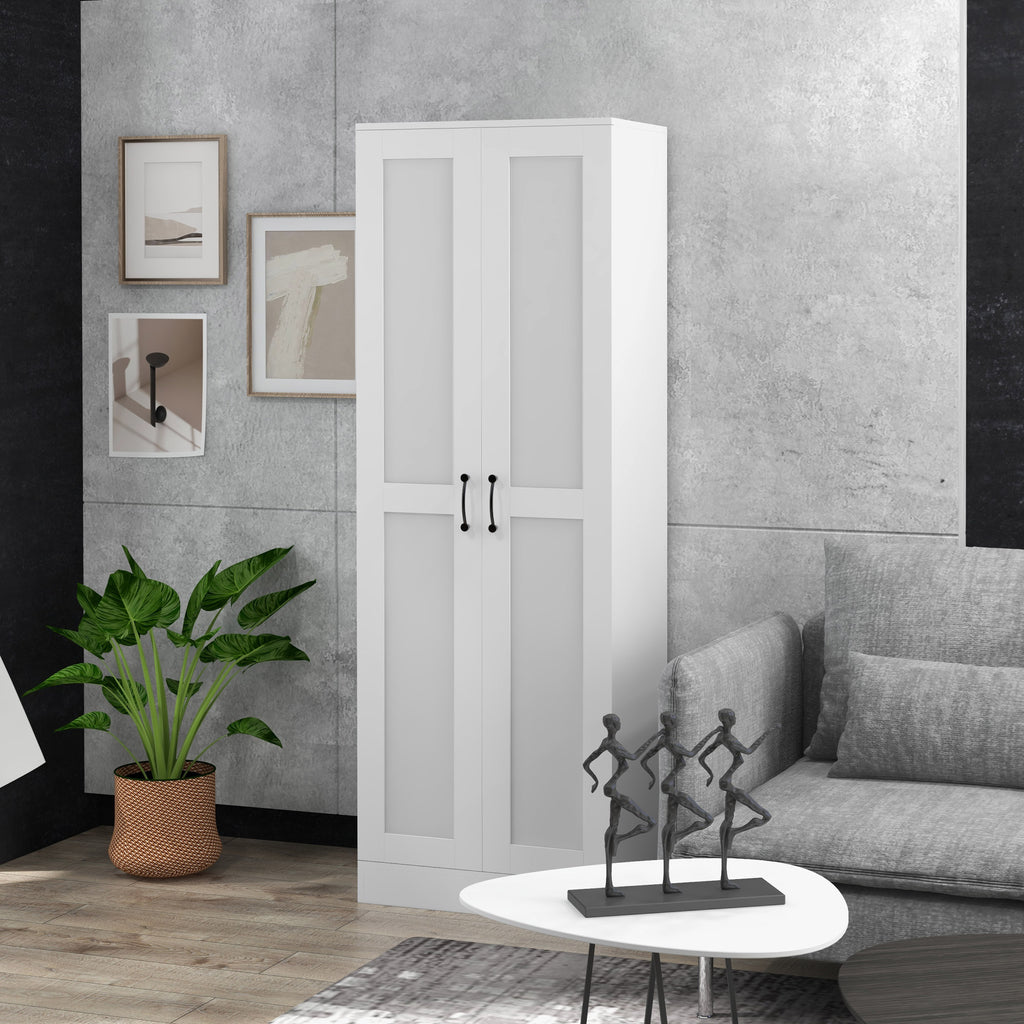 White Storage Cabinet with Adjustable Shelves and Tall Design, for Kitchen Storage, Perfect for Home Use and Family Organization