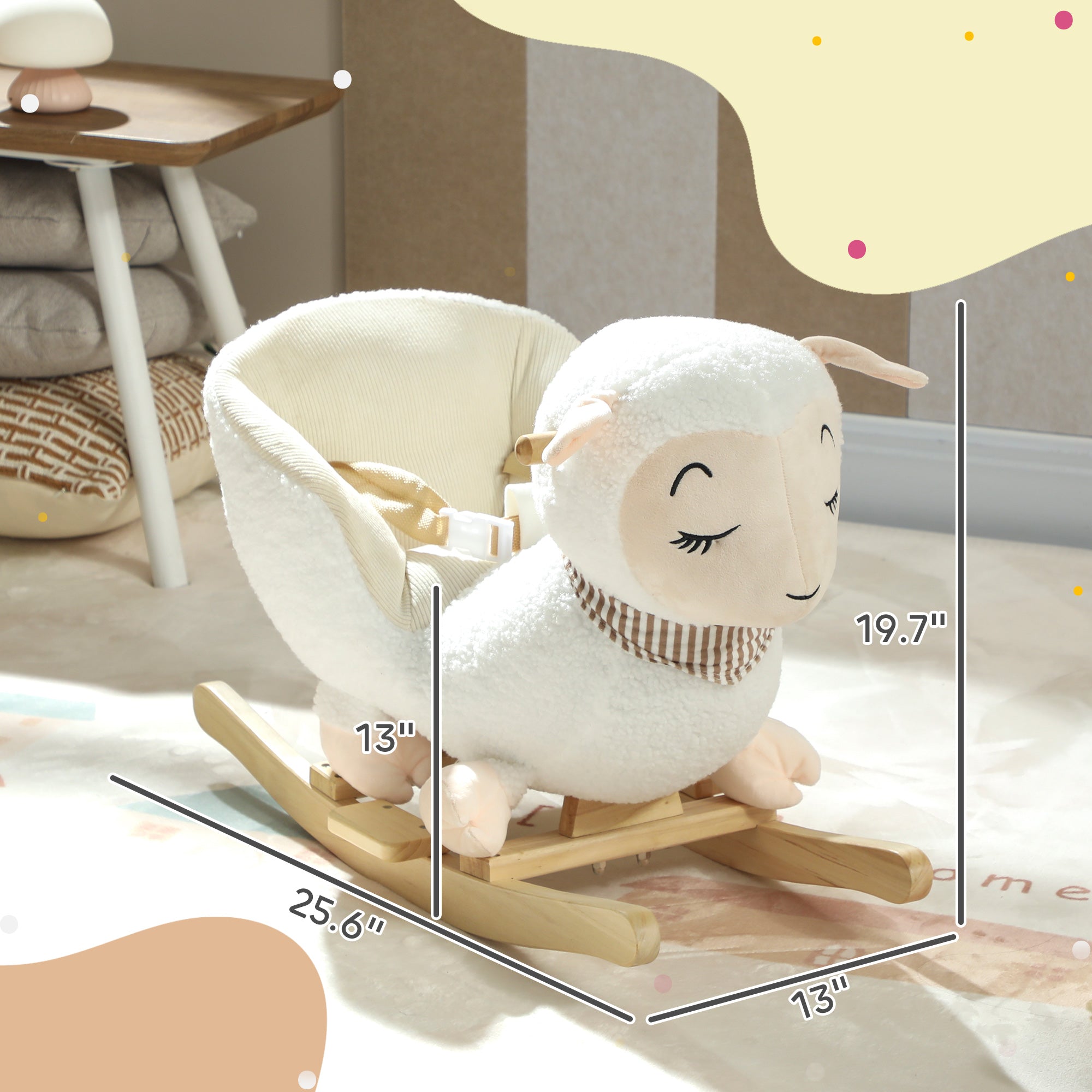 Baby Rocking Horse, Sheep Rocking Horse with Lullaby Song for Toddlers 18–36 Months, White