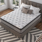 12" Twin Diamond Innerspring Hybrid Mattress with Cooling Gel Memory Foam, Pressure Relief, Motion Isolation, 75" L x 38" W x 12" H, Gray