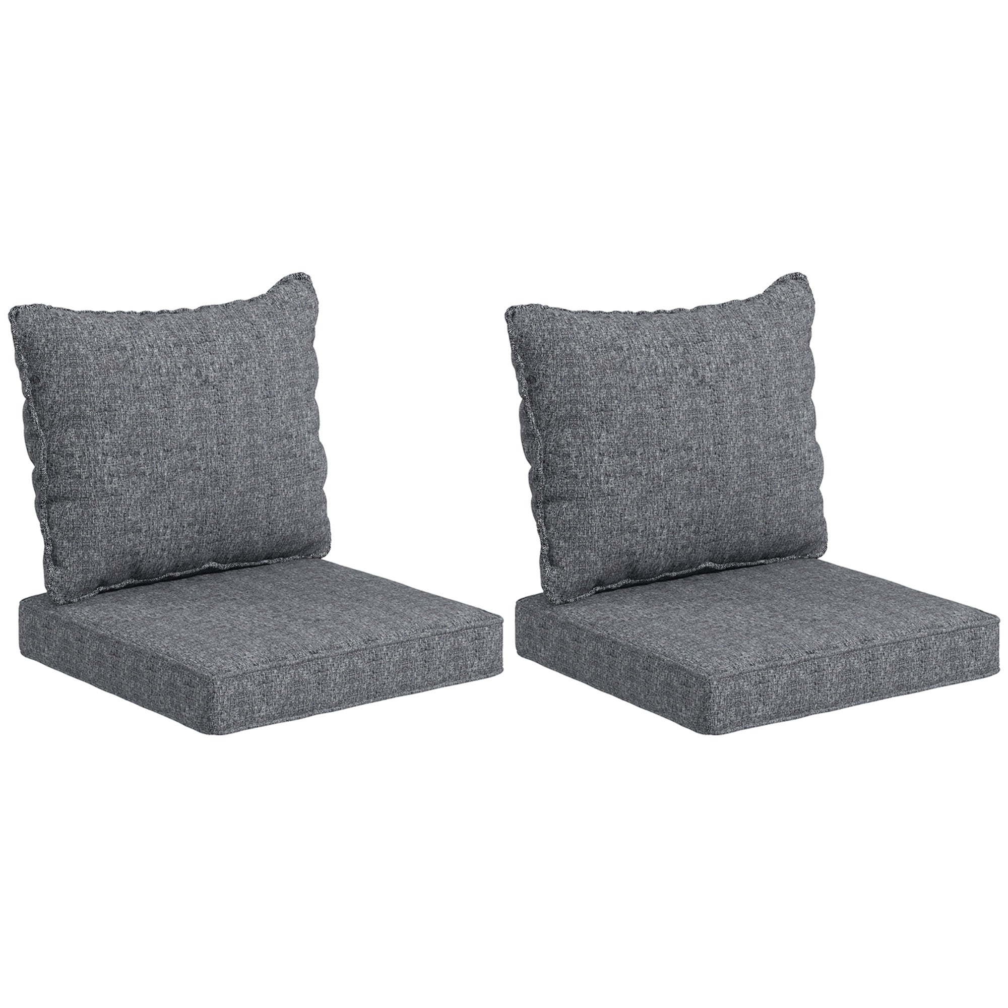 Patio Chair Cushions Set of 2 with Seat & Backrest, Fade Resistant Seat Replacement Cushion Set, Gray