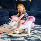 Unicorn Baby Rocking Horse Toy for Kids with Lullaby Song, Plush Ride on Horse with Heavy-Duty Support System, Pretend Play Interactive Toy for Toddlers 18-36 Months