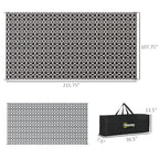Reversible Outdoor Rug Carpet RV Camping Rugs with Carry Bag, 9' x 18', Black & White Clover