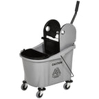 9.5 Gallon (38 Quart) Mop Bucket with Wringer Cleaning Cart, 4 Moving Wheels, Mop-Handle Holder & 2 Separate Buckets, Gray