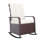 PE Rattan Rocking Recliner with Footrest, Beige