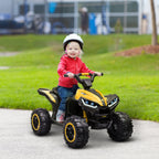 12V Kids ATV Quad Car with Forward & Backward Function, Four Wheeler for Kids with Wear-Resistant Wheels, Music, Electric Ride-on ATV for Toddlers Ages 3+ Years Old, Yellow