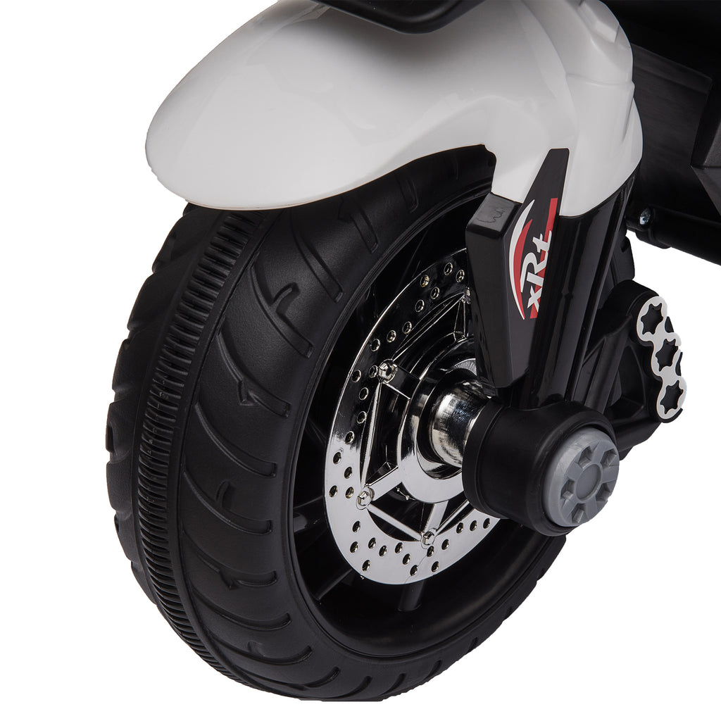 6V Kids Motorcycle, Battery-Operated Mini Electric Motorbike with Forward/Reverse Switch, Horn, White