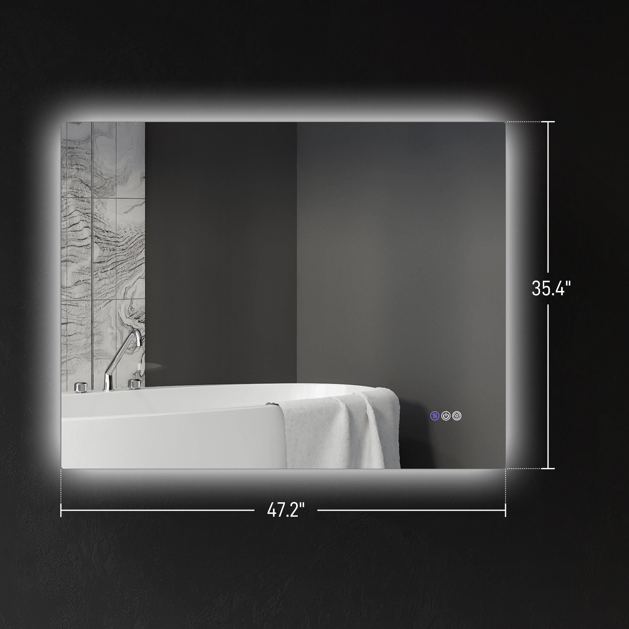 Dimmable Bathroom Mirror with Lights, 37" x 35" Backlit LED Mirror w/ Anti-Fog, Memory & Infinite Color Temperature