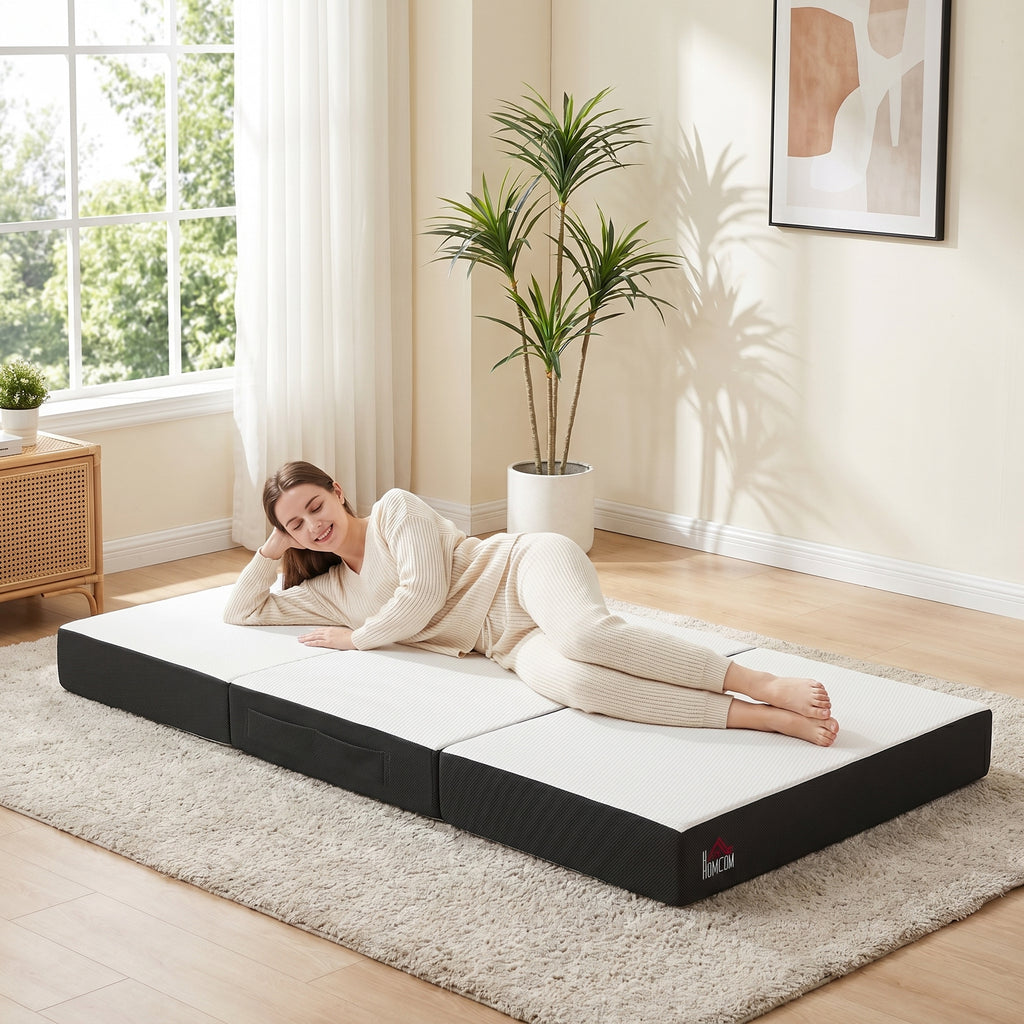 Trifold Mattress, 6 Inch Memory Foam Mattress for Guest, Camping, RV, Travel, Yoga, Made in USA, 75" x 38" x 6"