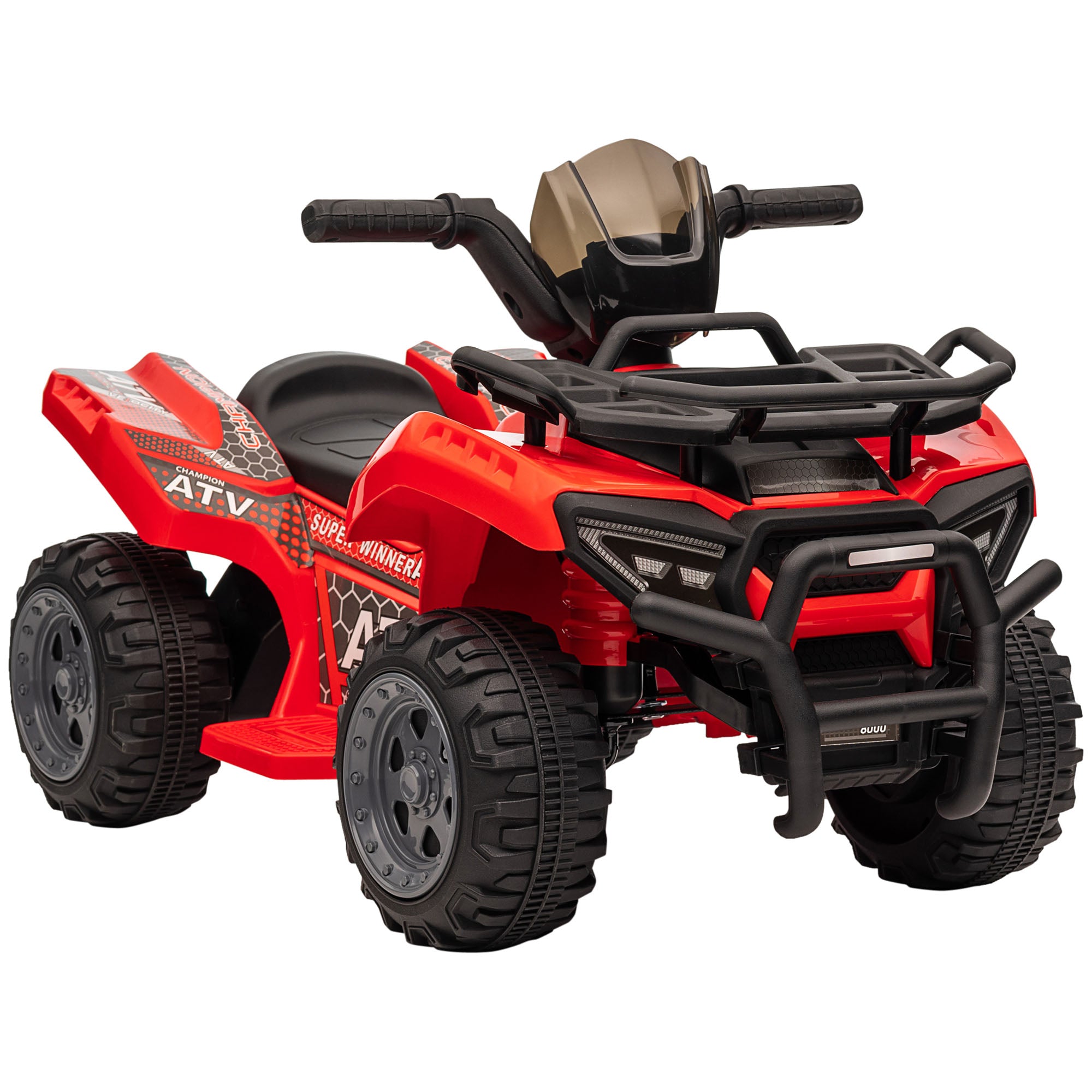 6V Battery Powered Electric ATV, Quad Four Wheeler Ride On Toy Car w/ LED Headlights for Kids Toddlers, Red