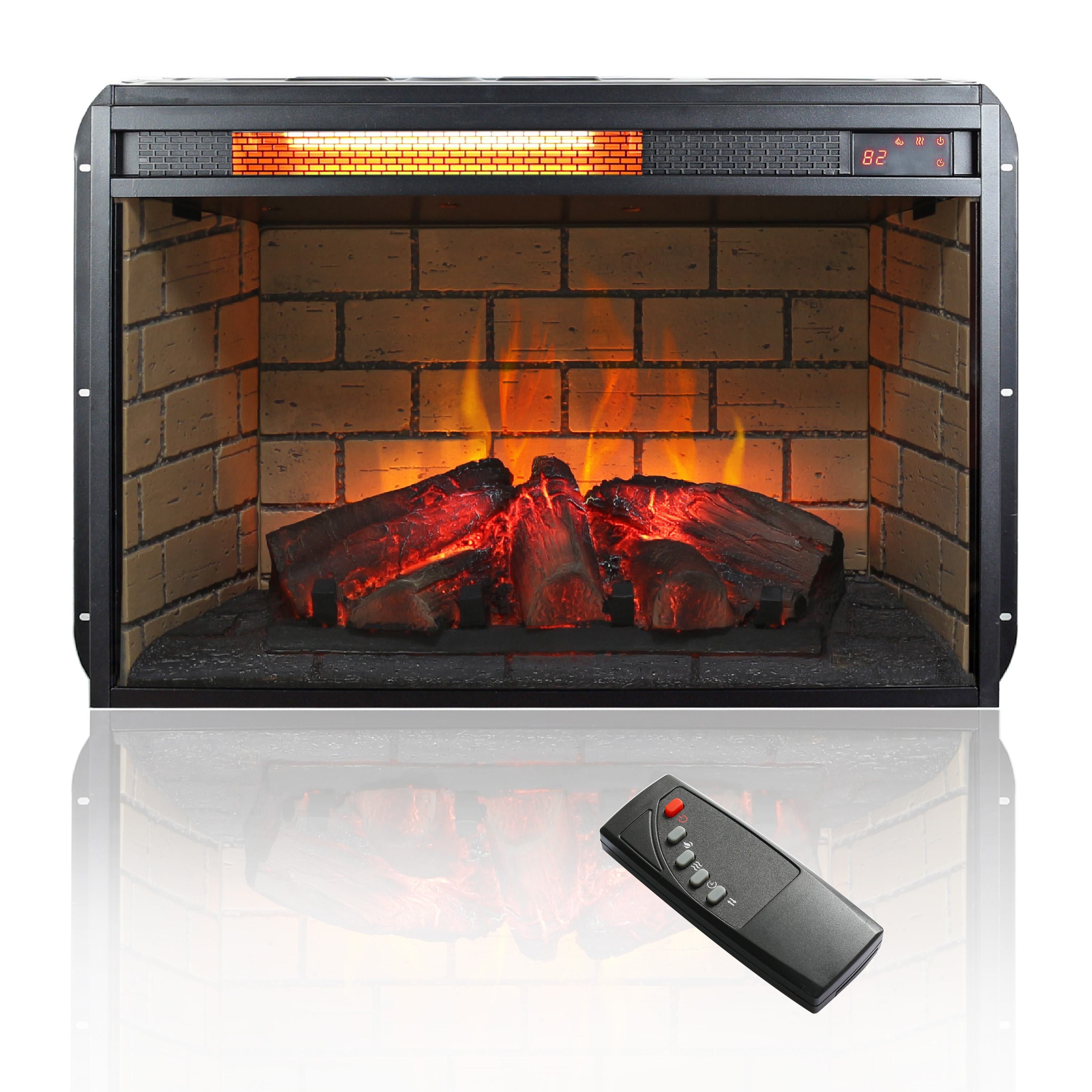 26" Infrared Quartz Heater Fireplace Insert with Realistic Flame and Adjustable Brightness, CSA/UL Certified, Fits Up to 400 Sq. Ft., Antique Black