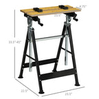 Work Bench Tool Stand with Adjustable Height and Angle, Carpenter Saw Table with 4 Clamps, Steel Frame, 220lbs Capacity