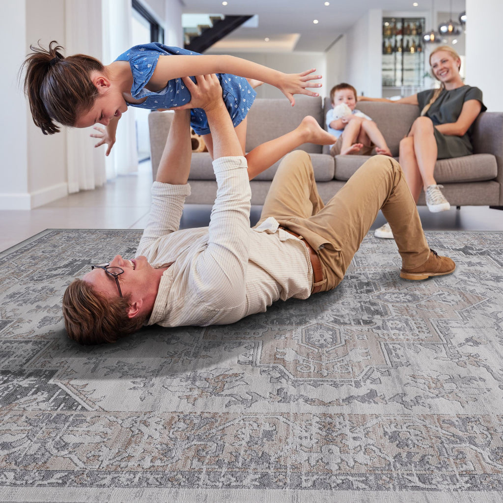 Naar 2x3 Stain-Resistant Area Rug with Cotton Backing, Medium Pile Height, Kid and Pet-Friendly Carpet, 36" L x 24" W x 0.35" H, Ivory