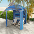 5.8' x 5.8' Cabana Umbrella for Travel, Walls, Vents, Ruffles, Carry Bag, Beach Umbrella, Blue Stripe