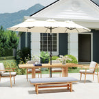 Double Sided Patio Umbrella, 9.7' Large Outdoor Market Umbrella with Push Button Tilt and Crank, 3 Air Vents and 12 Ribs, for Garden, Deck, Pool, White