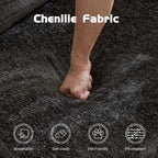 Convertible Sofa Bed Floor Sofa with Fixed-Shape Frame, Chenille Fabric Loveseat Modular Sectional for Apartments, Compressed Sofa 79" L x 39.5" W x 25" H, Black