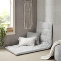 Lightweight Poly Chenille Floor Pillow Cushion with Tufted Detailing, Travel Wrap, Versatile Long Lounger for Relaxing, 74" L x 27" W x 3" H, Gray