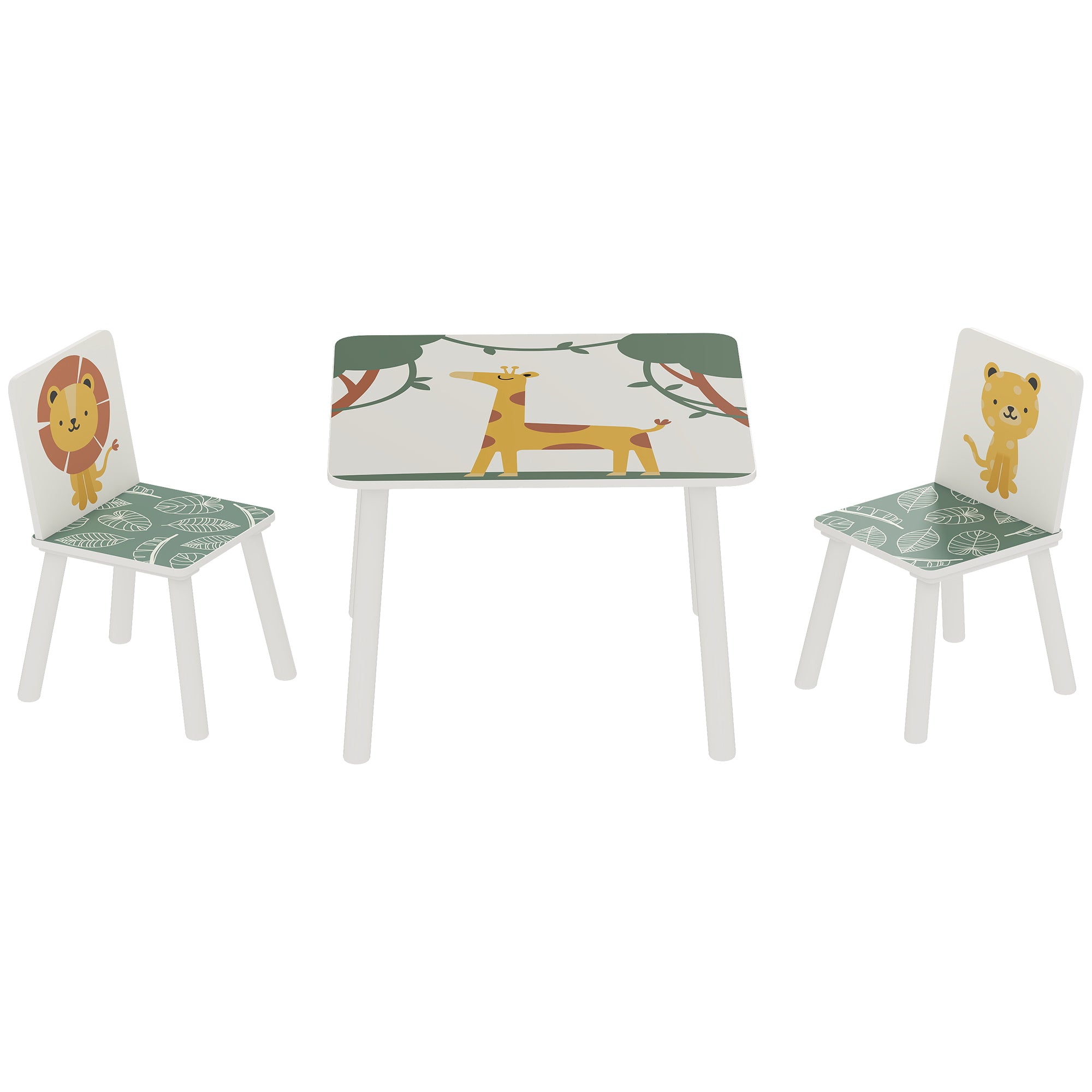 3-Piece Kids Toddler Table and Chair Set Furniture for Boys and Girls Aged 3-8, Bedroom, Nursery, Playroom, Green