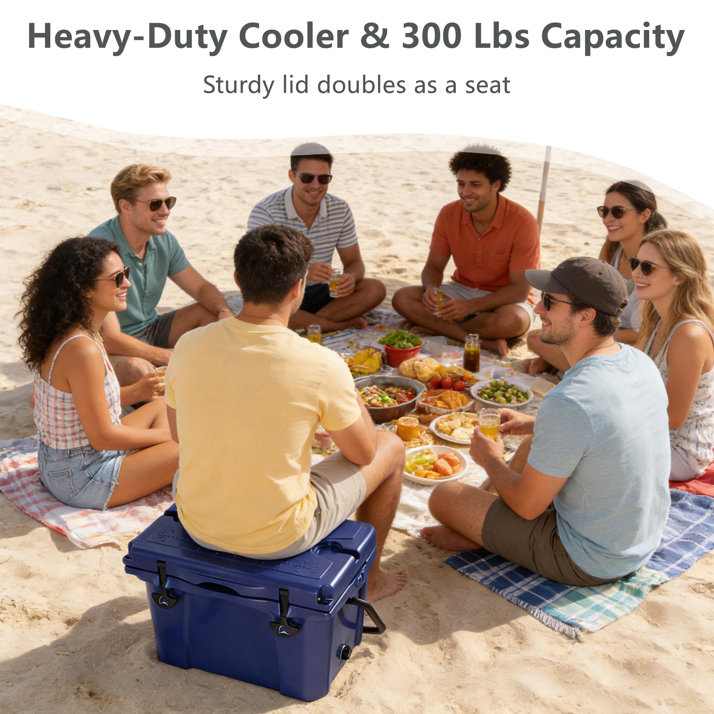 Insulated Portable Hard Cooler with Impact-Resistant Construction, Outdoor Ice Chest for Extended Travel, 21.5″ L x 15.5″ W x 15.5″ H, Blue