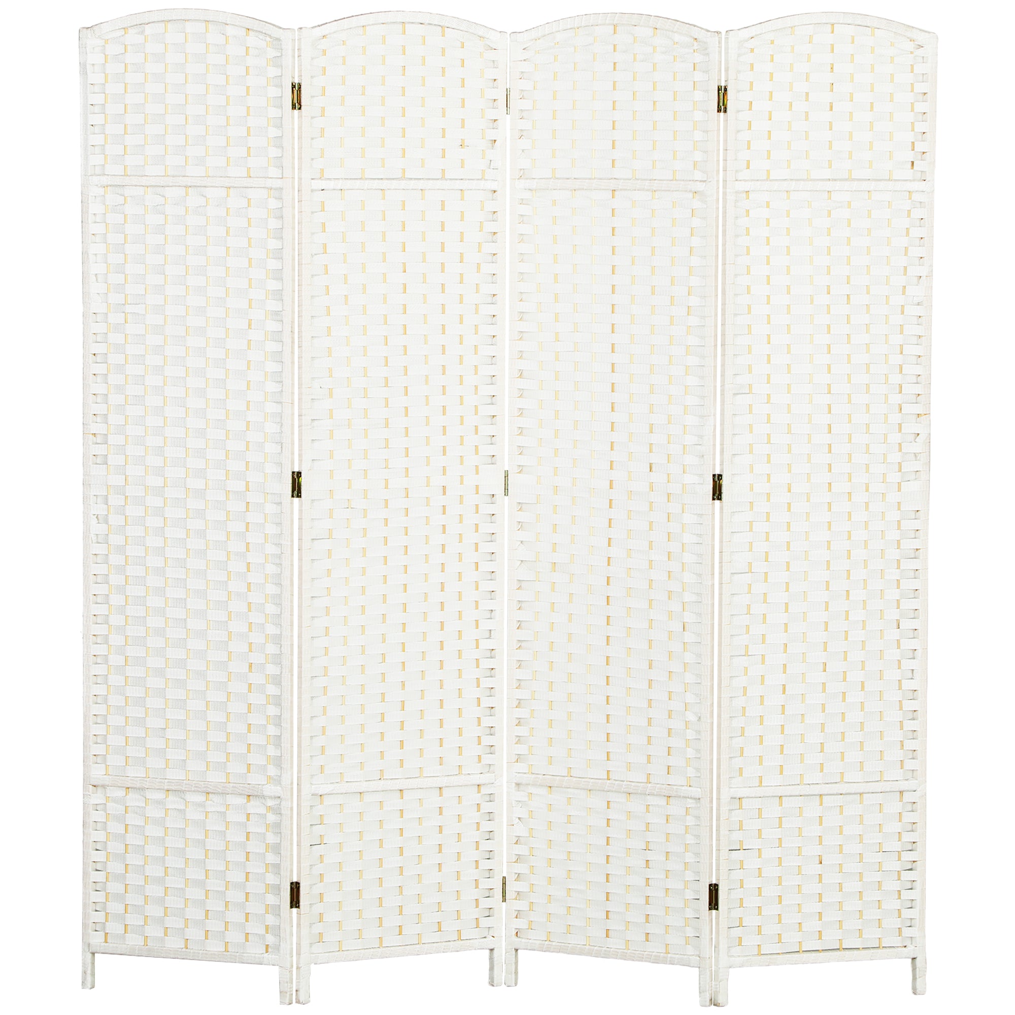 Folding Room Divider Screen 4 Panel 5.6 ' Tall Privacy Screen Freestanding Room Partition for Home Office, White