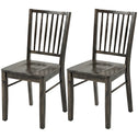 Dining Chairs Set of 2 Ergonomic Solid Wood, Armless Kitchen Chairs with Rubberwood Legs, Charcoal Gray