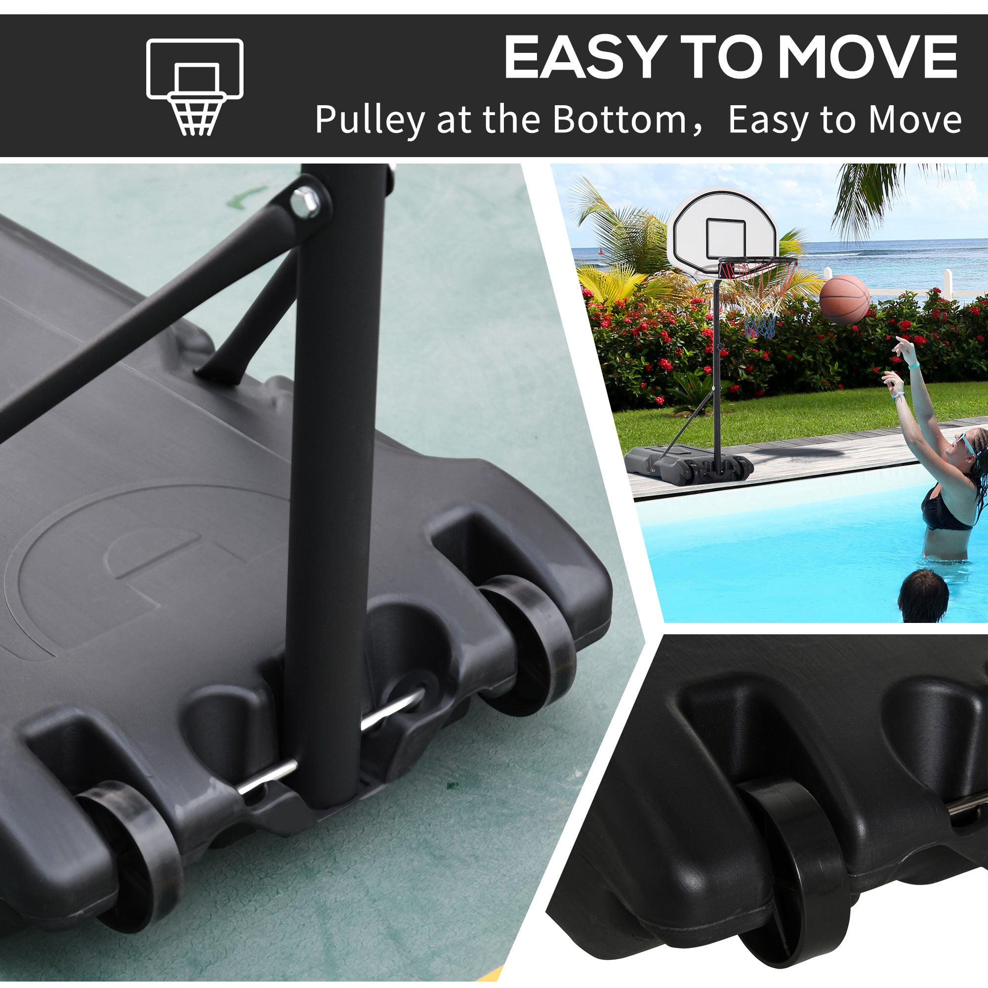 Height Adjustable Basketball Hoop, Portable Basketball Stand, 30" Backboard, Indoor Outdoor Goals Set for Kids Youth Adults