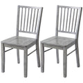 Dining Chairs Set of 2 Ergonomic Solid Wood, Armless Kitchen Chairs with Rubberwood Legs, Rustic Gray