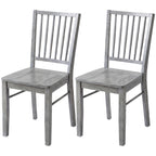 Dining Chairs Set of 2 Ergonomic Solid Wood, Armless Kitchen Chairs with Rubberwood Legs, Rustic Gray