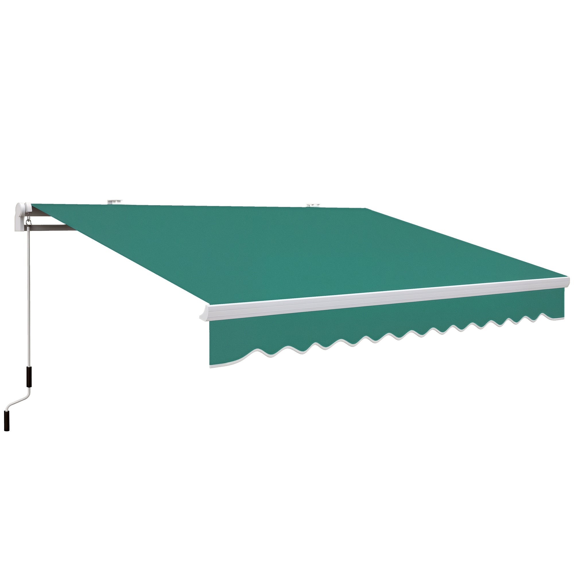 13' x 8' Manual Retractable Awning Sun Shade Shelter with UV Protection and Easy Crank for Patio Deck Yard, Green