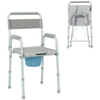 Bedside Commode Chair for Seniors, Adults, Handicap, Raised Toilet Seat with Arm, Adjustable Height, 331 lbs, Gray