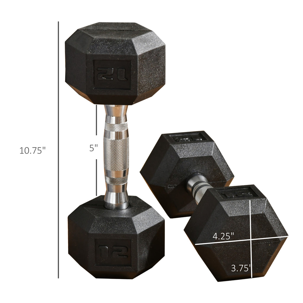 Hex Rubber Dumbbell Set for No Rolling
